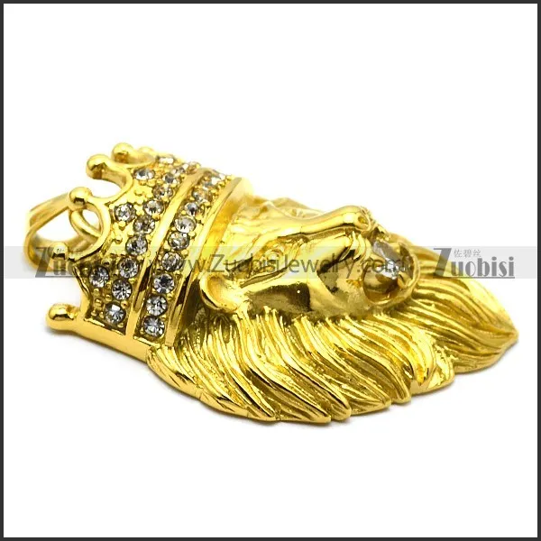 24K gold plating lion pendant with bling rhinestones p007560