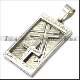 silver stainless steel cross dog tag p007504