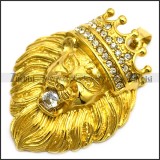 24K gold plating lion pendant with bling rhinestones p007560