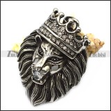 vintage steel lion pendant with bling rhinestones p007559