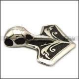 stainless steel axe pendant with raven pattern p007532