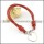 Stainless steel heart-shaped pendant deep red leather rope bracelet b002309