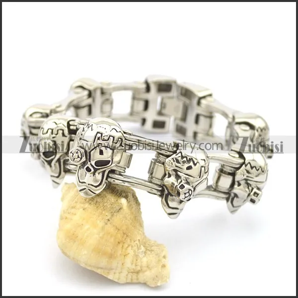 seven engineer skulls motorcycle chain bracelets b002611