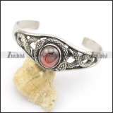 316L stainless steel snake bangle with round cardinal color stone b002492