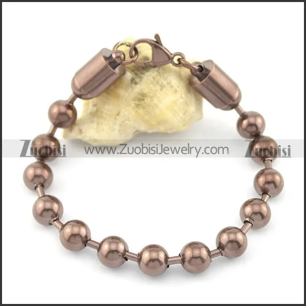 8mm wide coffee round ball chain bracelet b002371