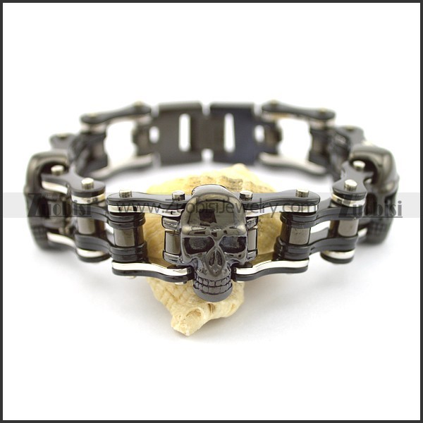 cool black motor bike link chain bracelet for men in length of 225mm b002433