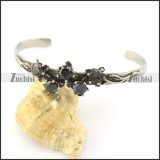 black zircon flower bangle b002301