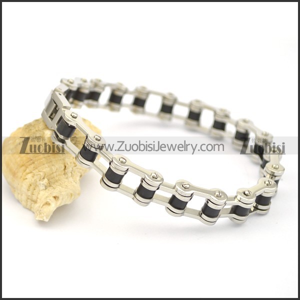 lady bicycle chain bracelet with black middle part b002424