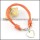 Stainless steel heart-shaped pendant Orange Red Leather Rope Bracelet b002308