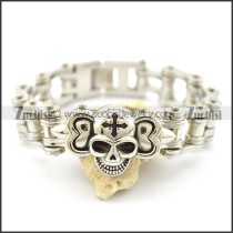 22cm long bike link chain bracelet with 1 skull head b002431