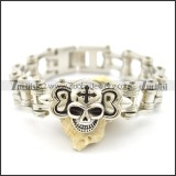 22cm long bike link chain bracelet with 1 skull head b002431