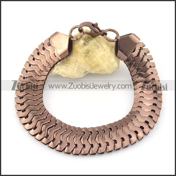 coffee tone big 15mm wide snake chain bracelet b002377