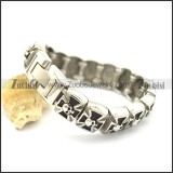 stainless steel cross shaped link bracelet with gothic skull b002669
