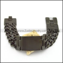 carbon black stamping bracelet with 2 layers chains b002817