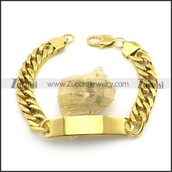 Gold Stainless Steel ID Bracelet Heavy b003016