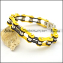 Yellow and Black Link Chain Bike Bracelet for Men b002827