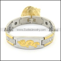 Golden Dragon Silver Titanium Steel Bracelet b003164