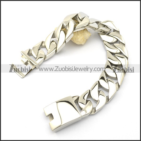 Shiny Stainless Steel Men's Chunky Curb Bracelet b003069