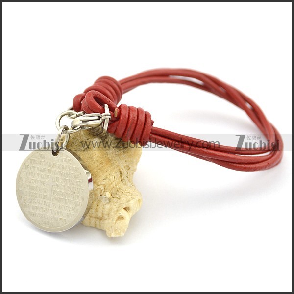 Four Vermeil Wax Cord Bracelet with Lection Charm b003105