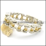 17.5mm Wide CNC Crystals in Middle of Motorcycle Bike Chain Bracelet b003068