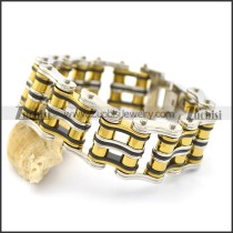 gold and steel tone double layers bike chain link bracelet b002791