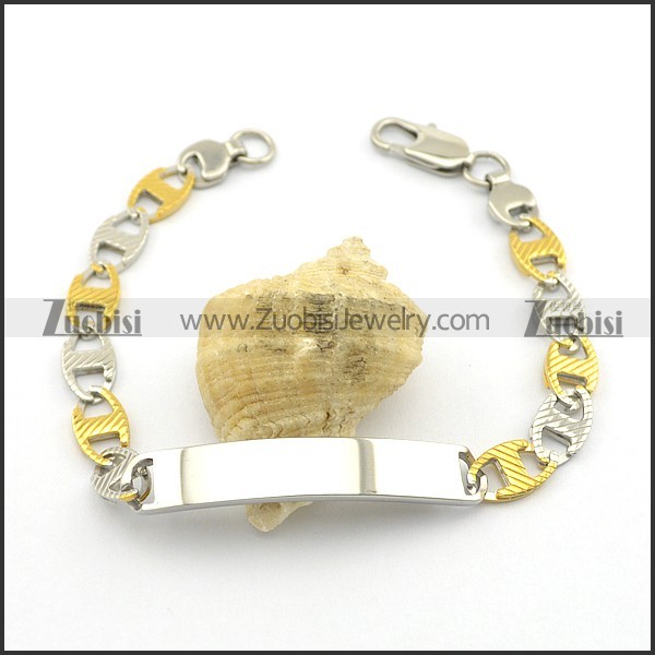 Two Tones Stainless Steel id Bracelet b003014