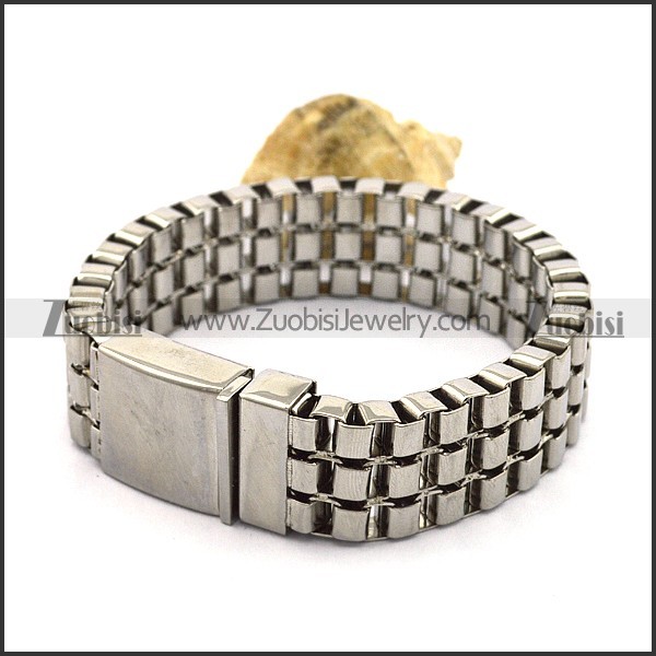 3 Layers Square Box Chains Bracelet with big Casting Buckle b003537