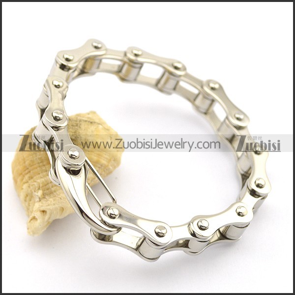 12MM Silver Stainless Steel Bike Chain Bracelet with Buckle b003457