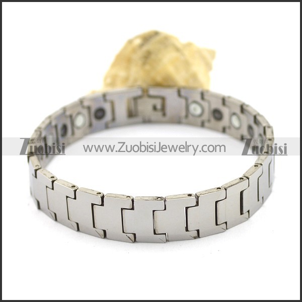 Stainless Steel Bracelet with Inner Hematite Stone b003456