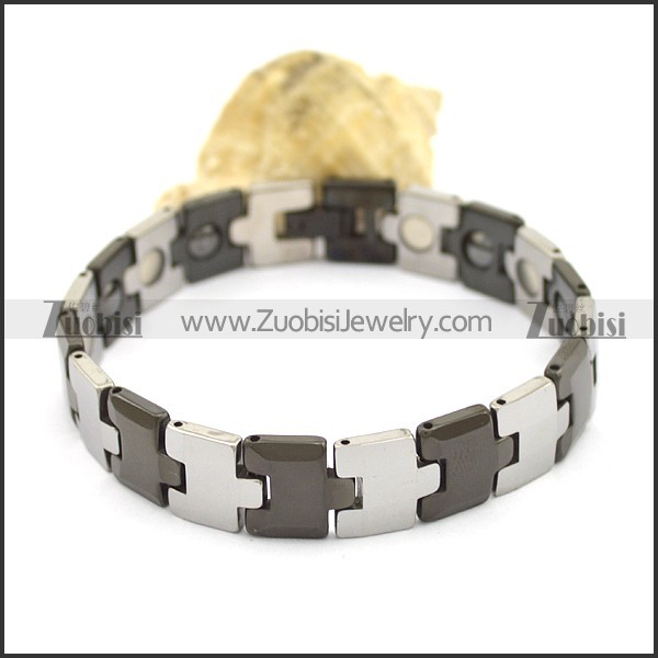 Silver and Black Tungsten Bracelet b003518