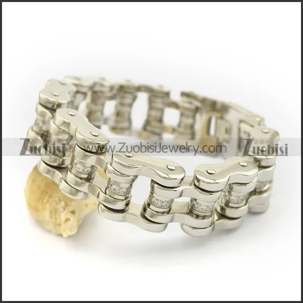 CNC Rhinestones Roller Motorcycle Bike Chain Bracelet b003488
