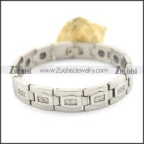 Magnetic Bracelet CNC Clear Stones with Hematite b003462