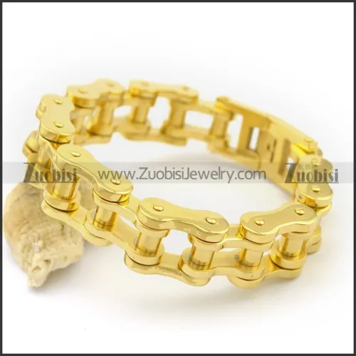 18mm Gold-plating Stainless Steel Bike Chain Link Bracelet for Unisex b003485
