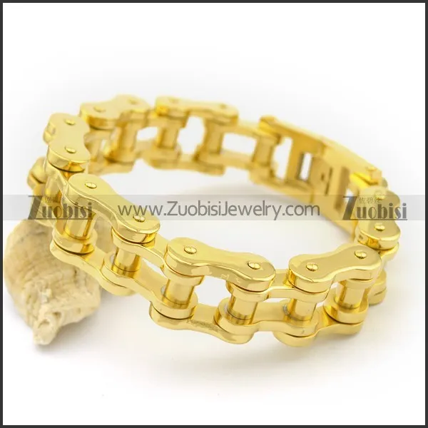 18mm Gold-plating Stainless Steel Bike Chain Link Bracelet for Unisex b003485