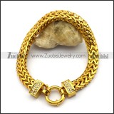 Yellow Gold Herringbone Stainless Steel Chain Bracelet b003582