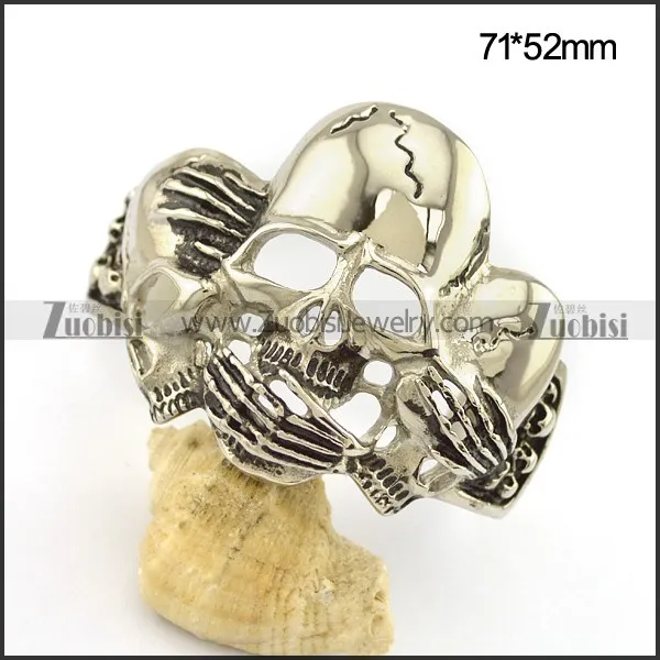 Three Skull Heads Bangle for Strong Mens b004048