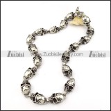 18 Skull Heads Necklac in 316L Stainless Steel with Casting Skull OT Buckle -n000206