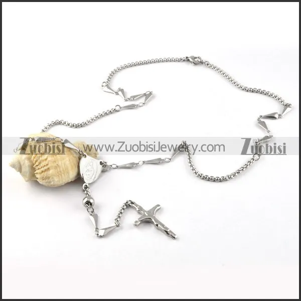 Stainless Steel Chain Necklace with Cross Pendant n000034