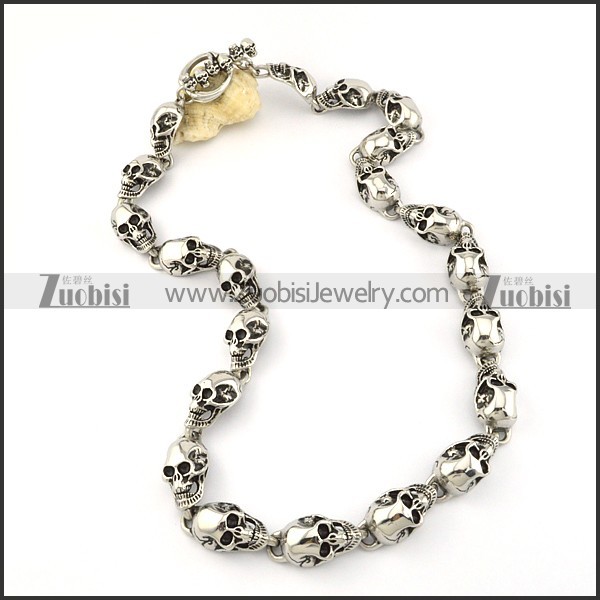 21 Skull Stainless Steel Necklace for Biker -n000197