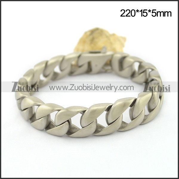 15mm Wide Matte Stainless Steel Casting Bracelet b004028