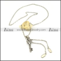 Unique Stainless Steel Zipper Necklace with Key -n000233