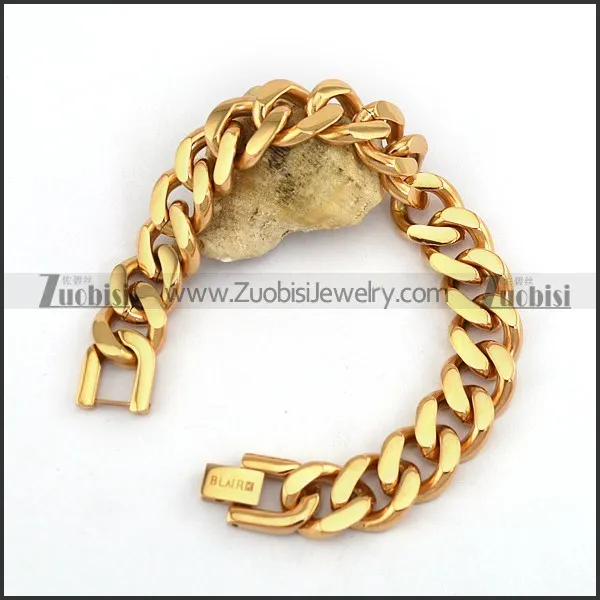 Rose Gold Stainless Steel Stamping Chain Bracelet with Clasp b004088