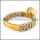 Gold Steel Bicycle Chain Bracelet with Clear Rhinestones ID Plate b004000