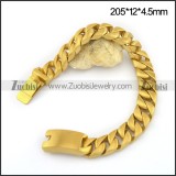 Brushed Gold Plated Bracelet with Box-with-Tongue Buckle b004030