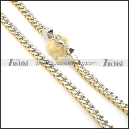 10mm wide gold and silver stainless steel necklace chain n000520