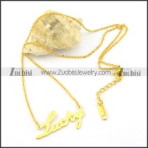 yellow gold-plating LUCKY pendant necklaces n000463