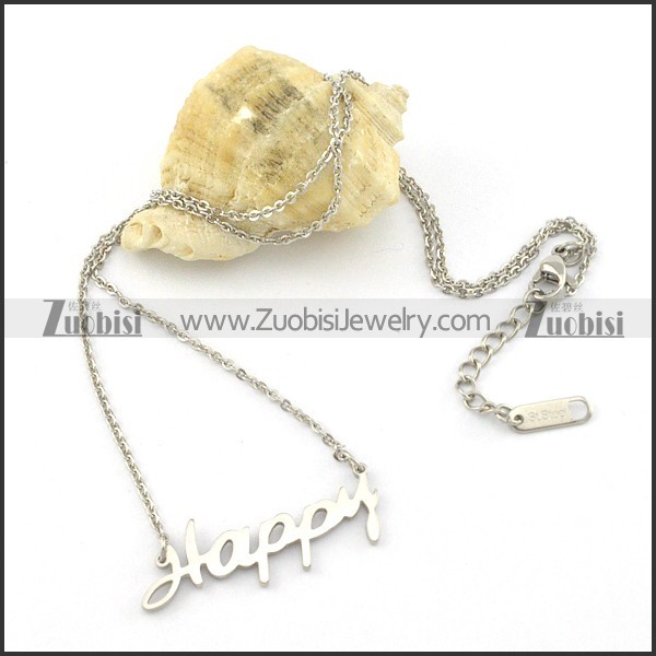 stainless steel HAPPY pendant necklace n000464