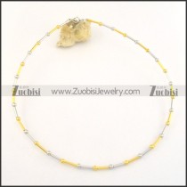 special half gold half silver stainless steel bamboo chain necklace n000496