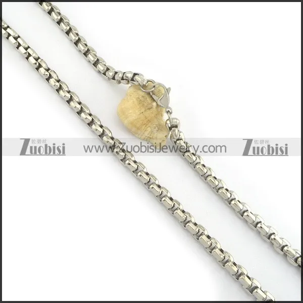 8mm shiny stainless steel pearl chain necklace n000503