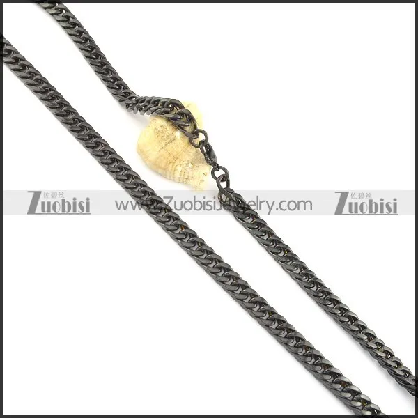 8mm black cover stainless steel chain necklace n000514